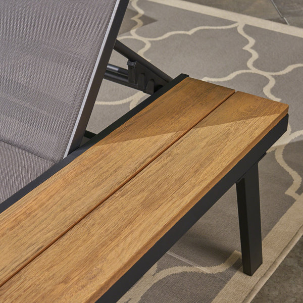 Union Rustic Absinthe Outdoor Metal Chaise Lounge Set with Table